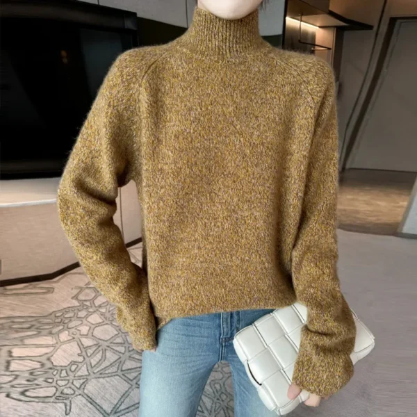 Pure Wool Knitwear round Neck Long Sleeve Women's Base Layer Shirt Soft Warm Lazy Style Autumn Winter New Arrival - Image 3