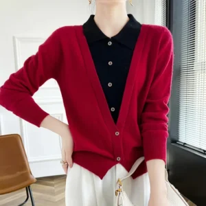 Stylish Knitted Wool Sweater Women's Fashionable Collared One-Piece Autumn Winter New Arrival Knitwear Versatile Base Layer Top