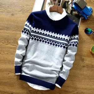 Men's Round Neck Knitted Sweater Autumn/winter Casual Trendy Base Layer Top Fashionable Knitwear Youth Korean Style