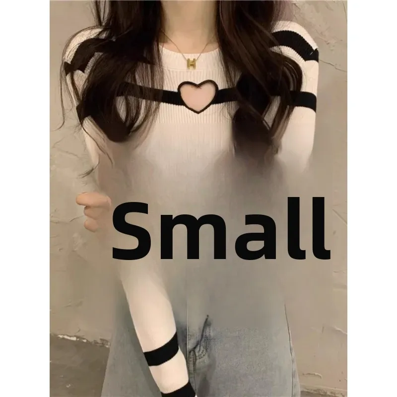 Design Sensation Hollow out Knitwear Women's Base Layer Top Slimming Stylish Heart Pattern Autumn Fashion Small Size - Image 2
