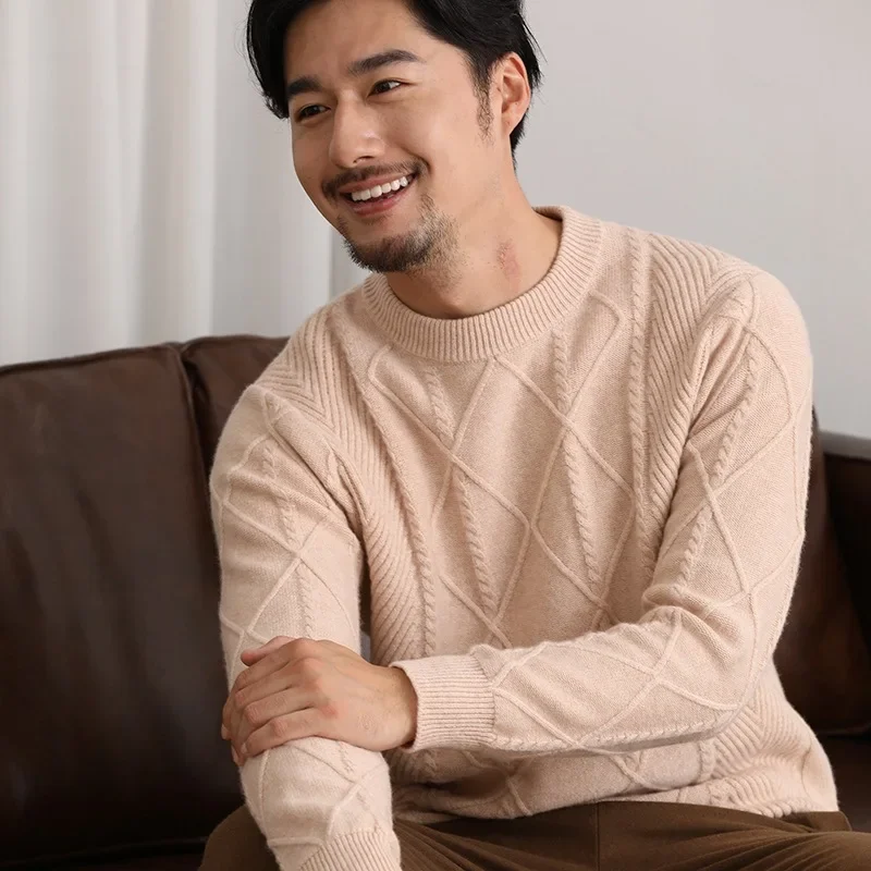 Elegant Crew Neck Cashmere Knitwear Women's Simple Fashion Twisted Wool Base Shirt Outerwear Autumn Winter New Arrival - Image 3