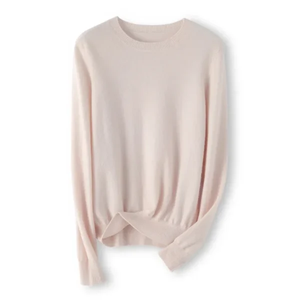 Autumn Winter New Style Loose Fit Crew Neck Long Sleeve Cashmere Sweater Women's Base Layer Shirt Low round Neck Knitwear - Image 5