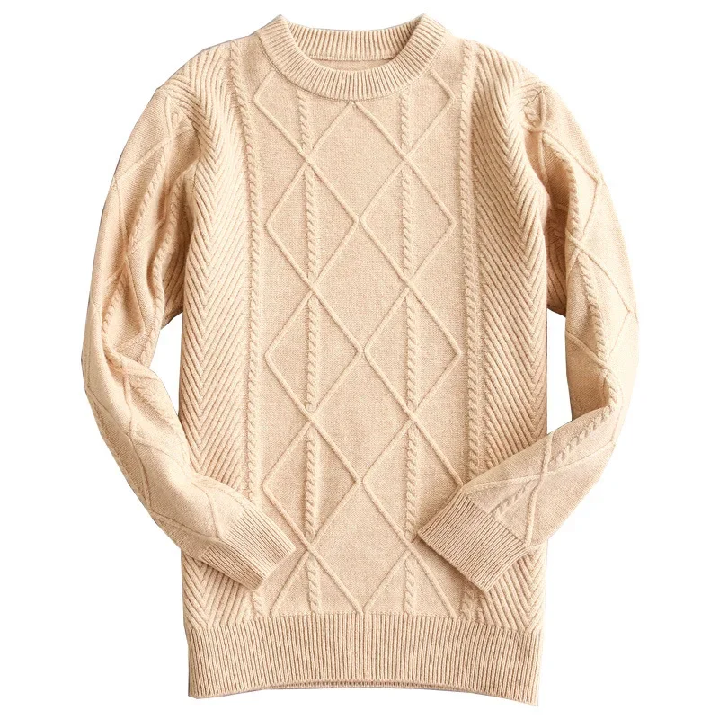 Elegant Crew Neck Cashmere Knitwear Women's Simple Fashion Twisted Wool Base Shirt Outerwear Autumn Winter New Arrival - Image 5