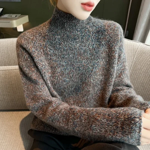 Pure Wool Knitwear round Neck Long Sleeve Women's Base Layer Shirt Soft Warm Lazy Style Autumn Winter New Arrival - Image 2