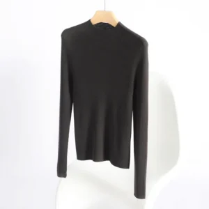 Pure Color Cashmere Knitted Base Shirt Half High Collar Seamless Integrated Women's Knitwear Top for Autumn And Winter