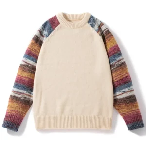 Trendy Patchwork Color Block Shoulder Insert Knitwear Loose round Neck Male Style Spring Autumn Lazy Couple Outerwear