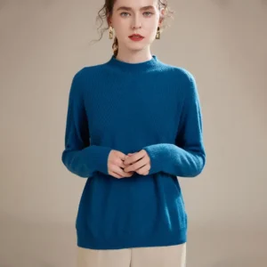 Pure Cashmere Knitwear Half High Collar Pullover Classic Loose Wool Top for Women Basic Style Autumn Winter Fashion Essential