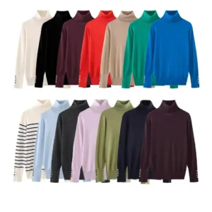 High Neck Knitted Sweater Basic Style Fashionable All-Match Thick Winter Women's Cross-Border Fashionable Crew Neck Knitwear