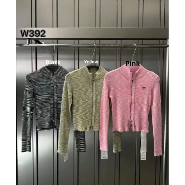 Slim Fit Wave Pattern Street Style Knitwear Stand Collar Hot Girl Top Summer Thin Model Chinese Mainland Production - Image 4