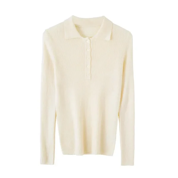 Slim Fit Pure Wool Polo Neck Knitwear Solid Color Base Layer Shirt for Women Autumn Winter New Style Fashionable Casual Top - Image 5