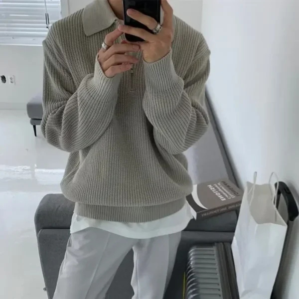 Men Korean Fashion Knitwear Harajuku Knit Sweater Casual Pullovers Jumpers Warm Sweatshirts Vintage Sweaters Man Winter Clothing - Image 3