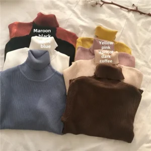 Women's High Collar Long Sleeve Knitwear Slim Fit Base Layer Polo Neck Sweater Stylish Autumn Winter New Arrival Outerwear
